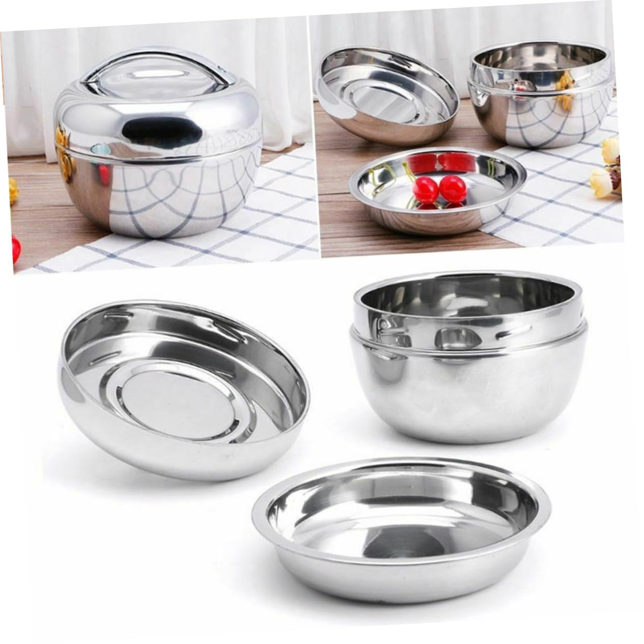 Boîte Lunch Inox avec Compartiments Thermique pour Repas Chaud Conteneur Alimentaire Portable Acier Inoxydable Boîte Rangement Pratique pour Étudiants et Travailleurs