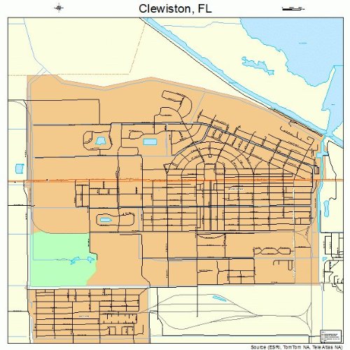 Large Street & Road Map of Clewiston, Florida FL Printed...