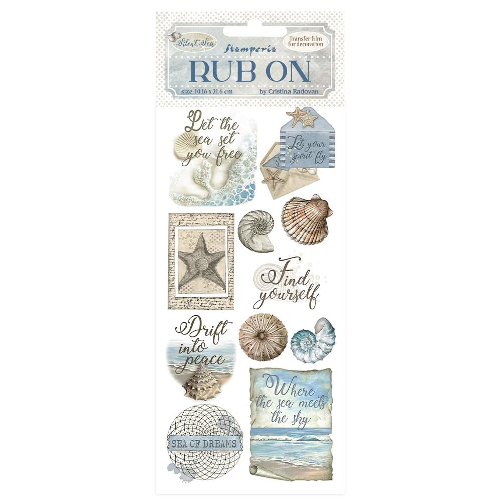 Stamperia - Rub-on for Scrapbooks, Albums, Card Making, and Bullet Journals, Easily Transfer Images onto Paper and Other Surfaces, Perfect for Crafts and Gifting (Silent Sea, Shells)
