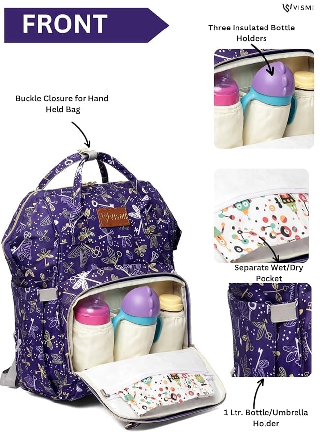 Image of VISMIINTREND Diaper Bag Combo for Mother for Travel | Includes Mini, Large Diaper Backpack |Baby Diaper Bag | Maternity Bag for Hospital | Nappy Bags for Mom | Gift for New Mom |Baby Shower Gift
