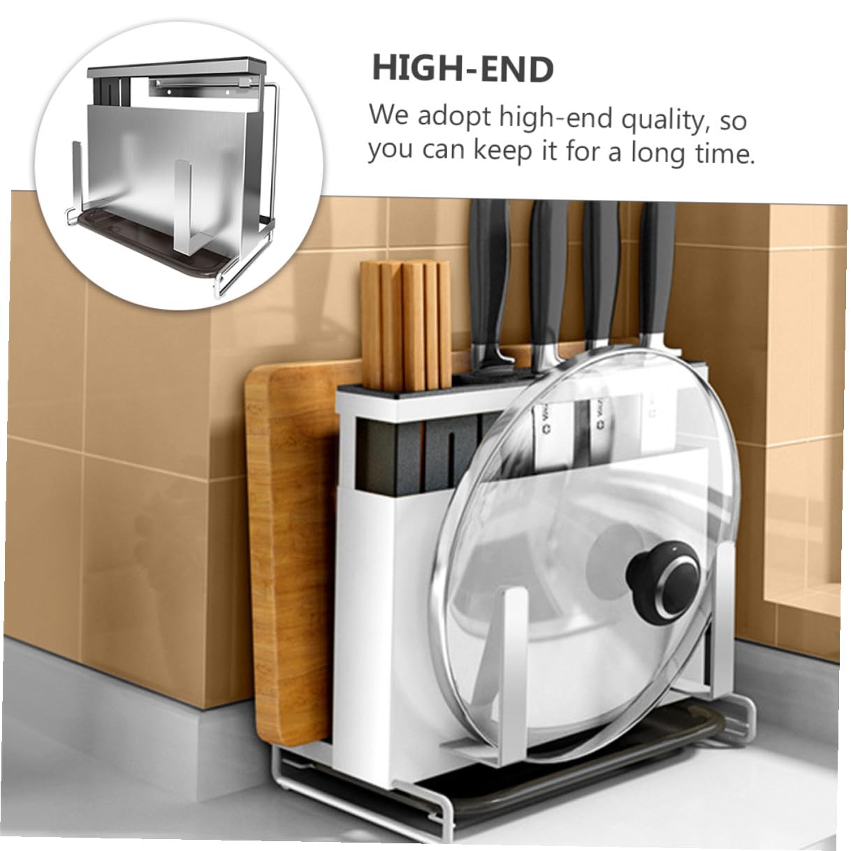 ULTECHNOVO Support de Rangement Multifonction pour Couteaux et Baguettes Porte-ustensiles de Cuisine pour Organiser Plan de Travail et Économiser de Espace