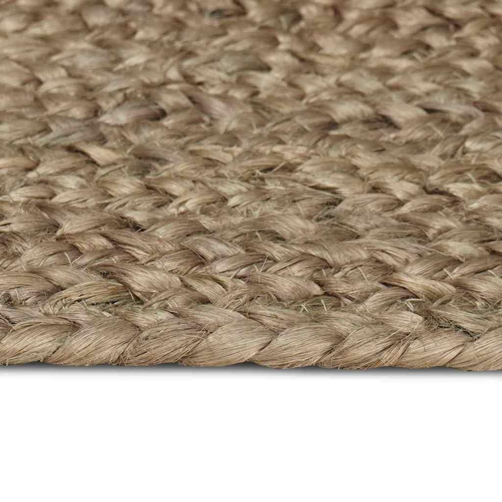 Tapis de salon ovale gris 122 x 183 cm en toile de jute fait à la main lavable en machine Tapis de salon moderne pour intérieur