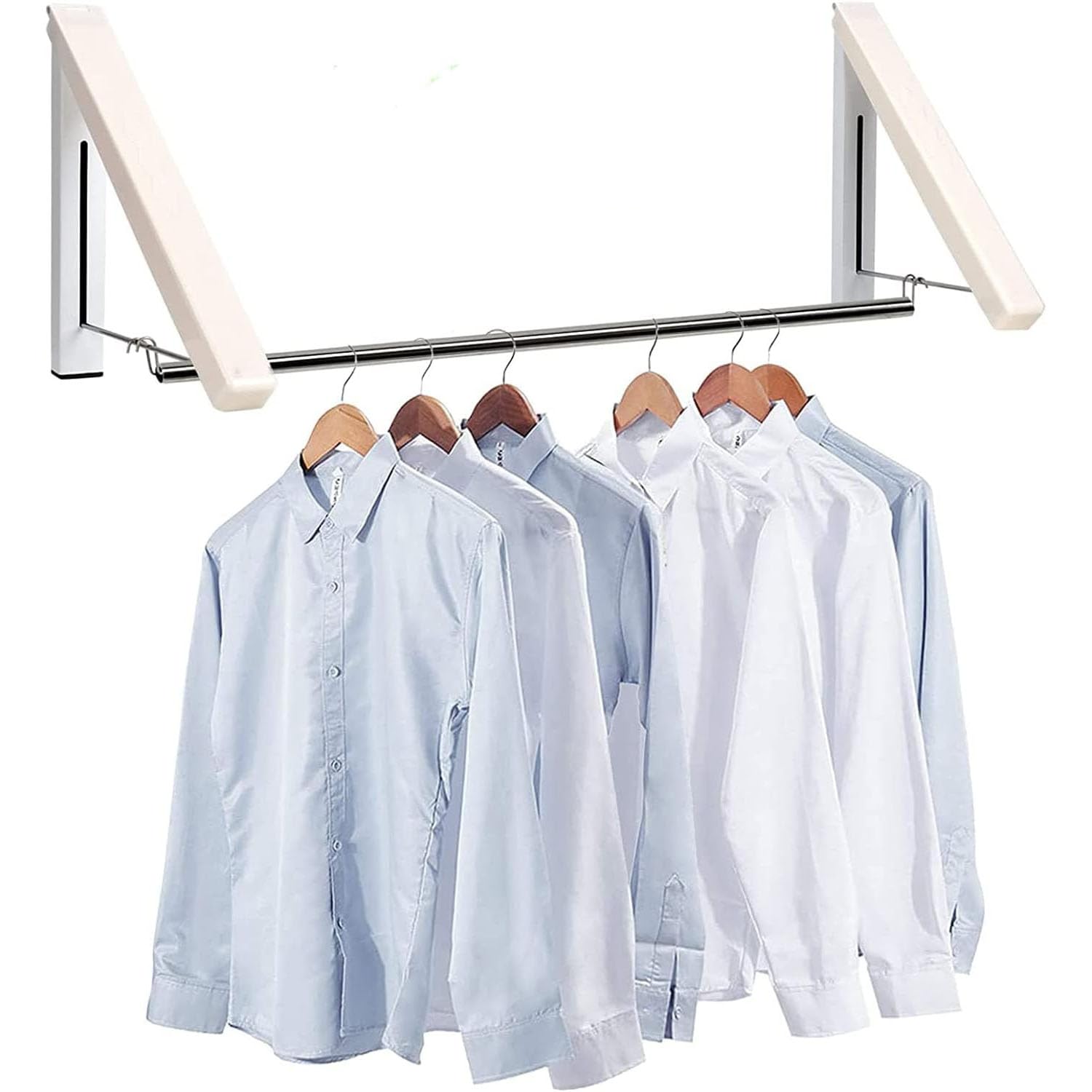 B&Q -  Foldable Wall Mounted Clothes RailAluminium Coat Hanger Rack With Hooks For BedroomBathroom & Balcony