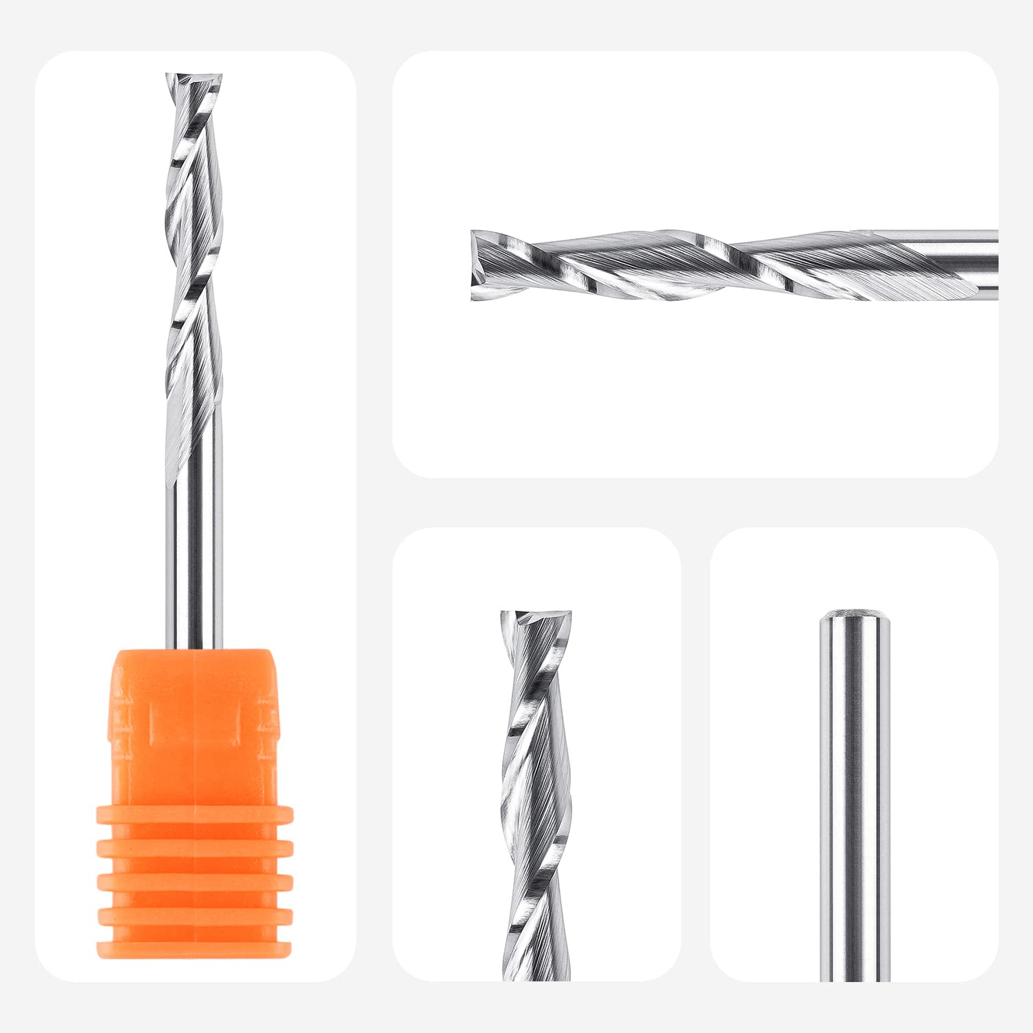 Sinoprotools Fraise à Affleurer Spirale En Spirale - Tige De 8 Mm - Carbure Plein / VHM CNC - Défonceuse à Double Roulement à Billes - Fraise Affleurante Pour Coupe Ajustée (longueur