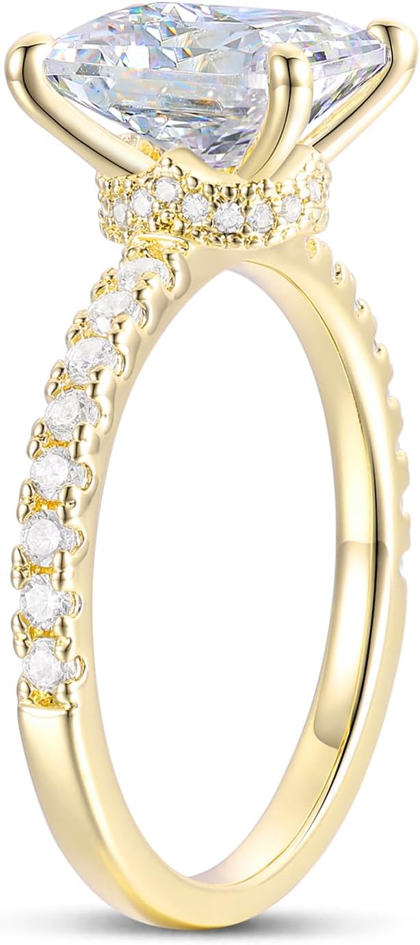 14k Gold Moissanite Ring 14K Gold 3ct Radiant Cut Moissanite Engagement Rings for Women - Image 2