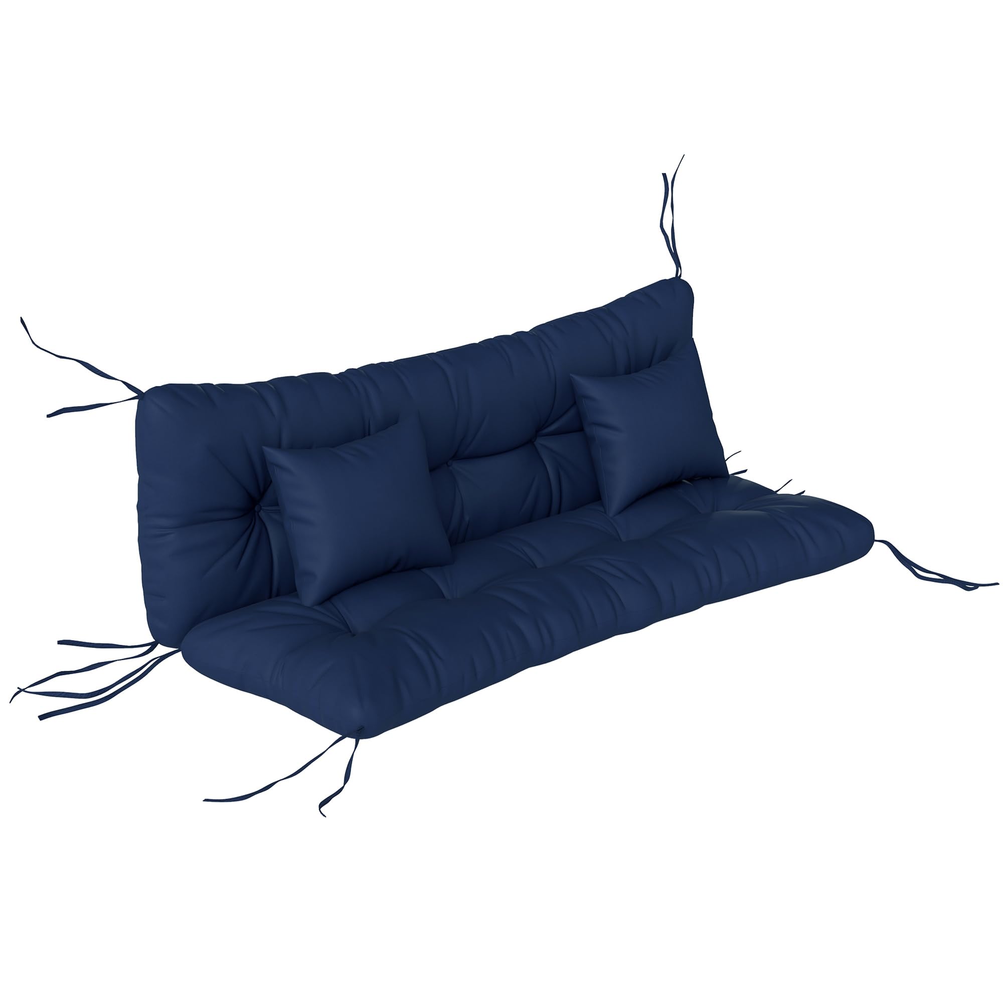 Outsunny Unisex Dark Blue Outdoor Seat Cushions Back Cushion With 2 Pillows, Seat Pads In