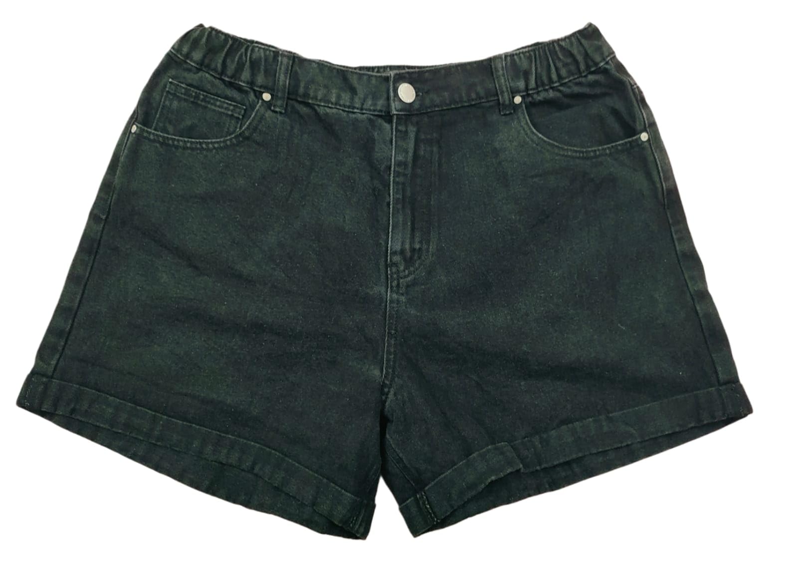 happening Plus Size Women Regular Fit Denim Shorts - HIGH Rise - Faded Black Color - Elastic Waist Size (2XL) 36 to (7XL) 46 inches-picture-31