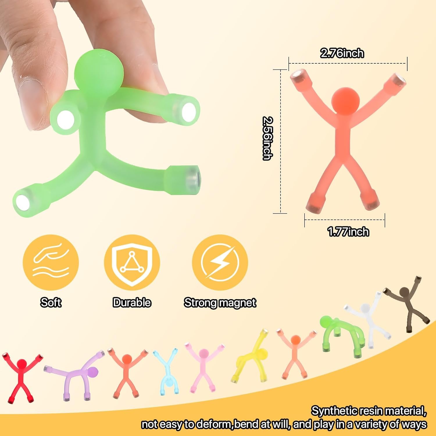 Fridge Magnetic Men, 10 Pcs Fridge Magnets People,Flexible Rubber Magnets for Kids Gifts, Fidget Toy Road Trip Sensory Toy, Fidgets for Classroom Toys,Valentines Gifts for Kids - Image 2