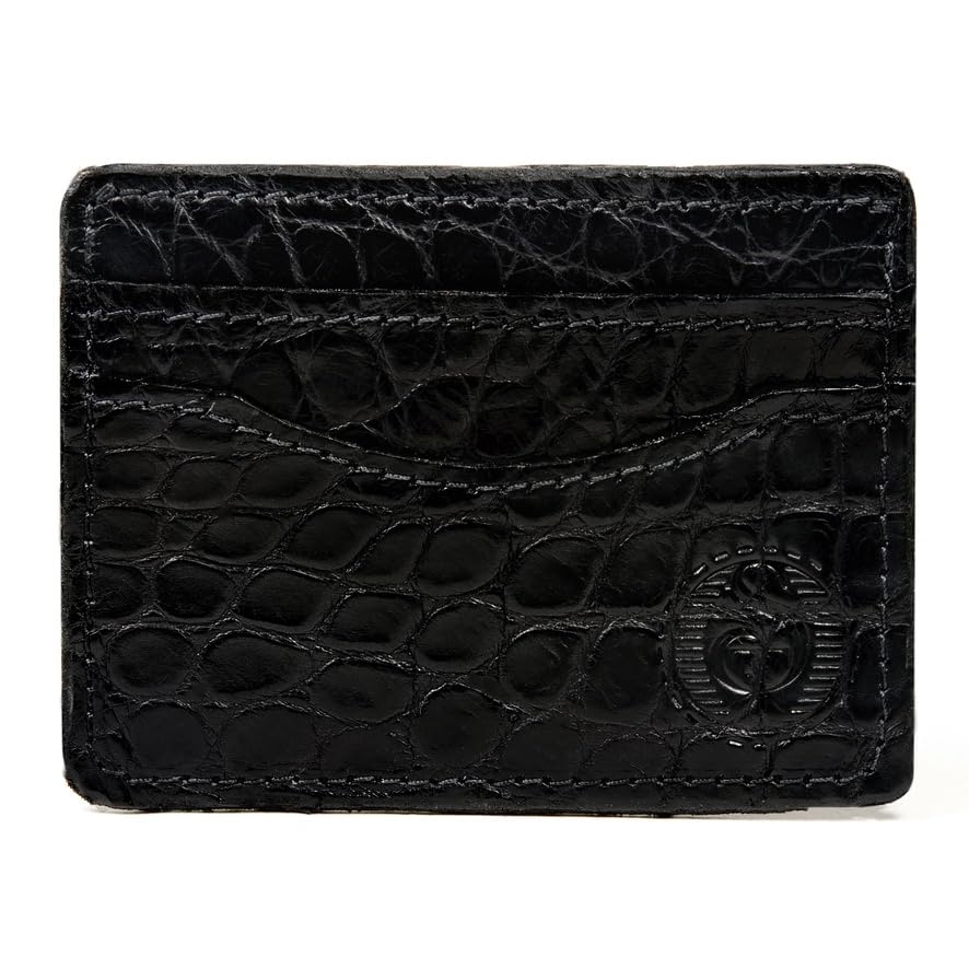 Alligator Skin Card Holder - Real Alligator - Made in USA (Black)3