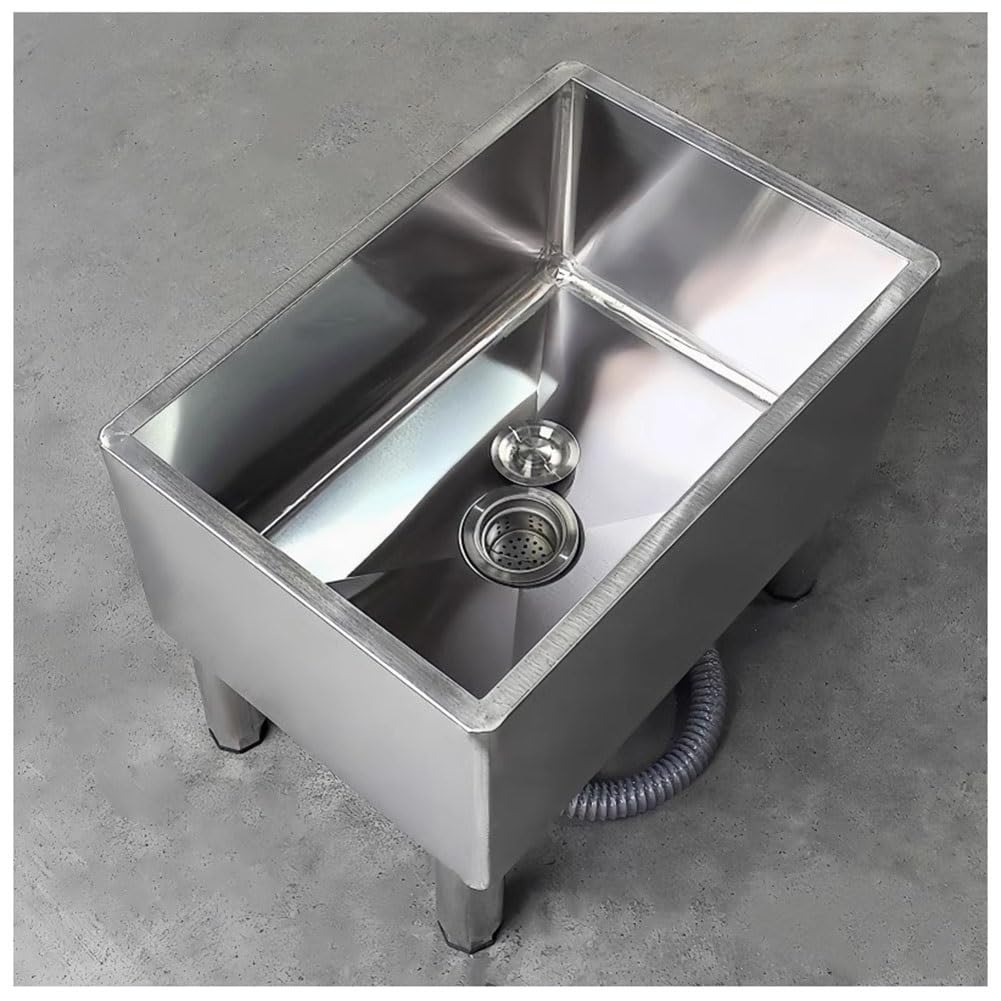 Zlewozmywak ze stali nierdzewnej 304, Heavy Duty, z sitkiem, do garażu, kuchni, restauracji, czyszczenia, regulowane nogi, odporny na rdzę