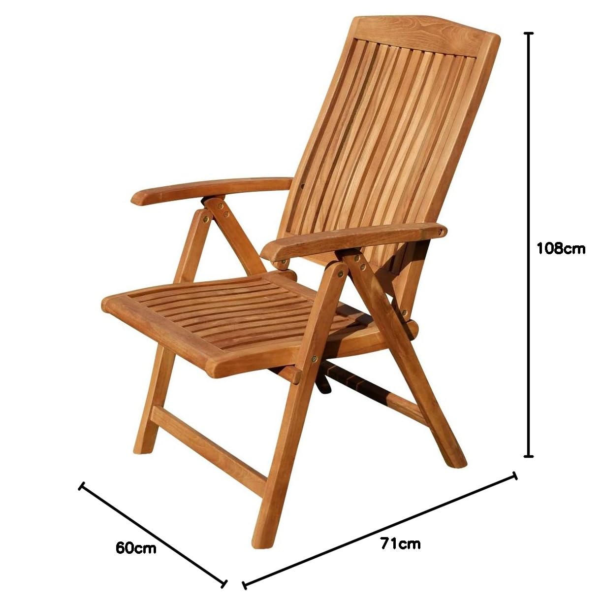 ALEOS. Teak Design Hochlehner Gartensessel Gartenstuhl Sessel Holzsessel Klappsessel Gartenmöbel Holz sehr robust 7fach-verstellbar Modell: Tobago, Größe:1 Stück