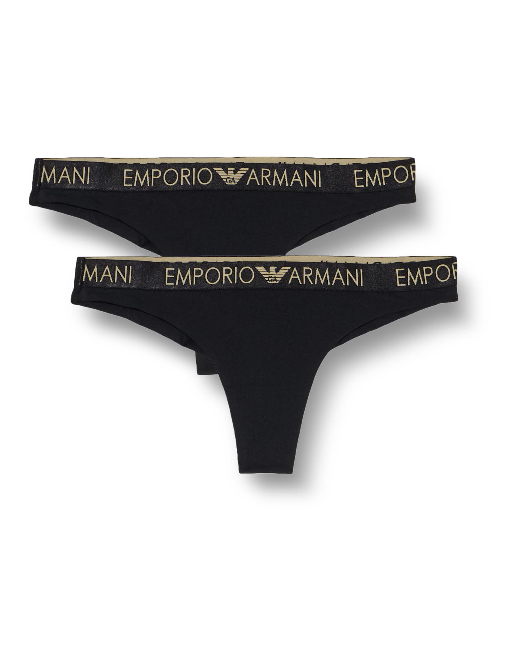 Emporio Armani Women's ICONIC MICROFIBER 2-PACK BRASILIAN Underwear, NERO,
