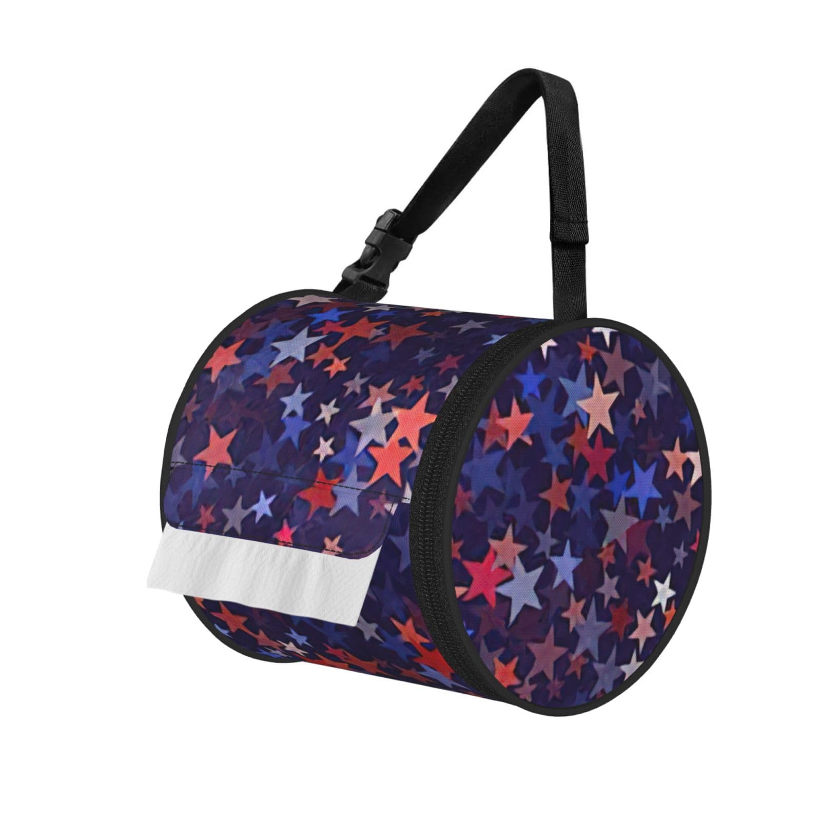 Red Blue Stars American Print Cylindrical Tissue Holder Bathroom Car Home Office Kitchen Decor Versatile