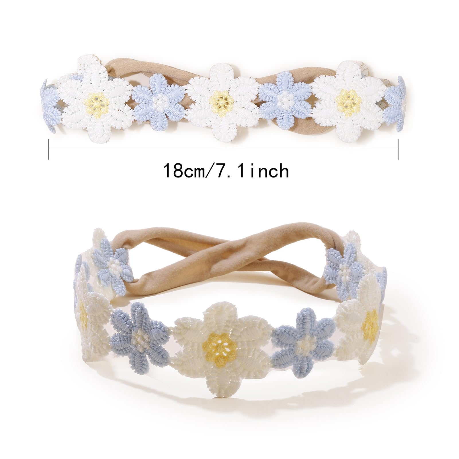 OOSAKU Juego de 6 diademas elásticas con flores para bebé niña, 6 unidades, de nailon suave, accesorios para el cabello para recién nacidos (XKFD006)