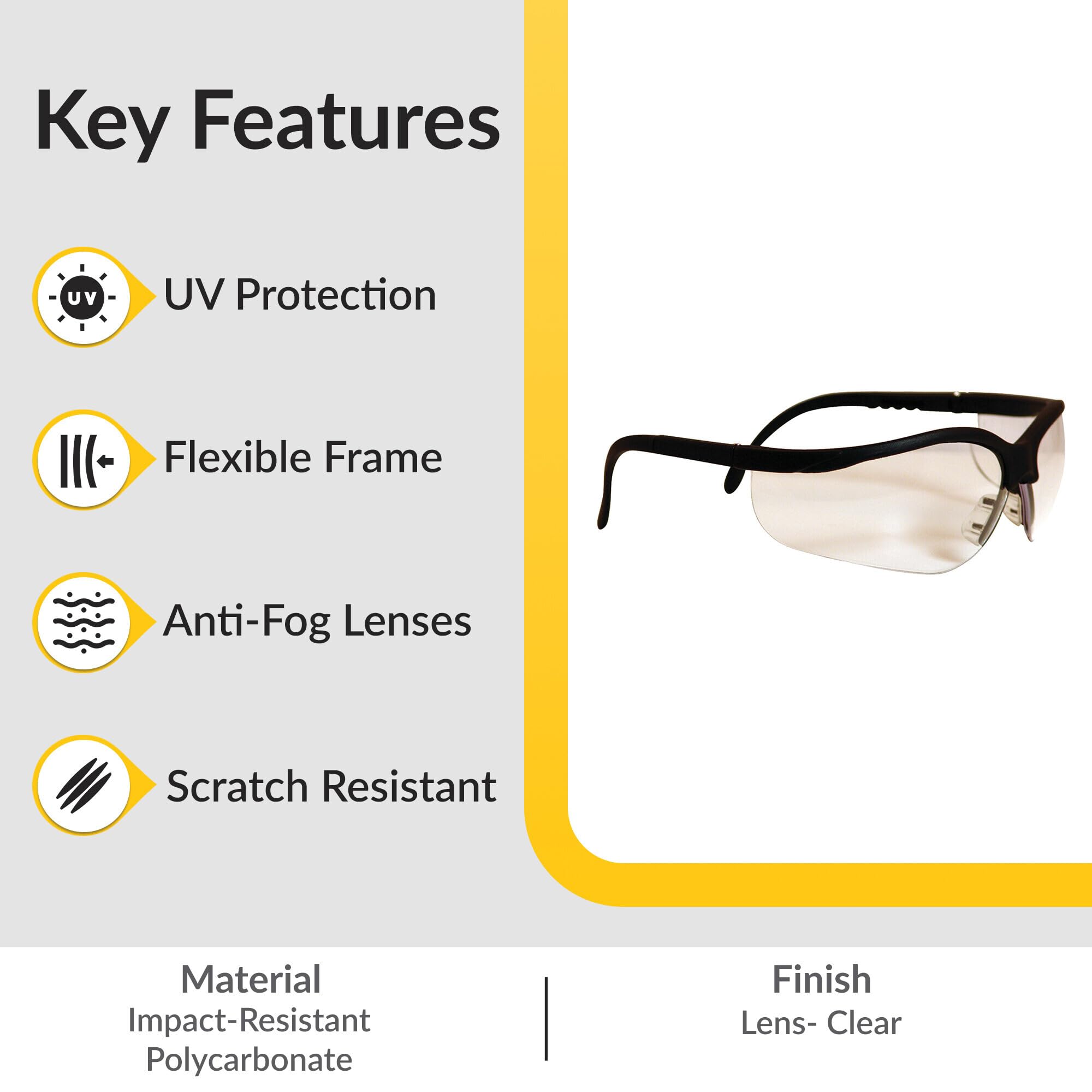 BRIXWELL QKJB-004 Safety Glasses Clear Finish