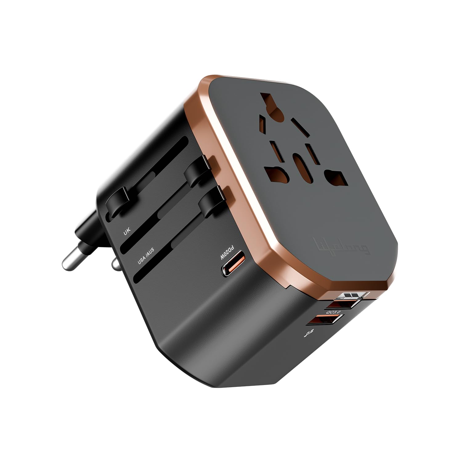 Lifelong Universal Travel Adapter 4-in-1 Fast Charger with 20W USB-C & 2 USB-A Ports | Adjustable Pins for 150+ Countries (US/UK/EU/AU/Asia) | Dual Fuse Protection | Compact Worldwide Power Adapter-image-15