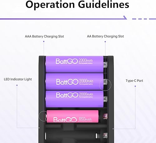 Miniatura 7 de ISDT Cargador de batería AA AAA Baterías recargables 8-Bay Cargador inteligente portátil Carga rápida Puerto de entrada USB para 1.2V NiMH NiCd 1.5V