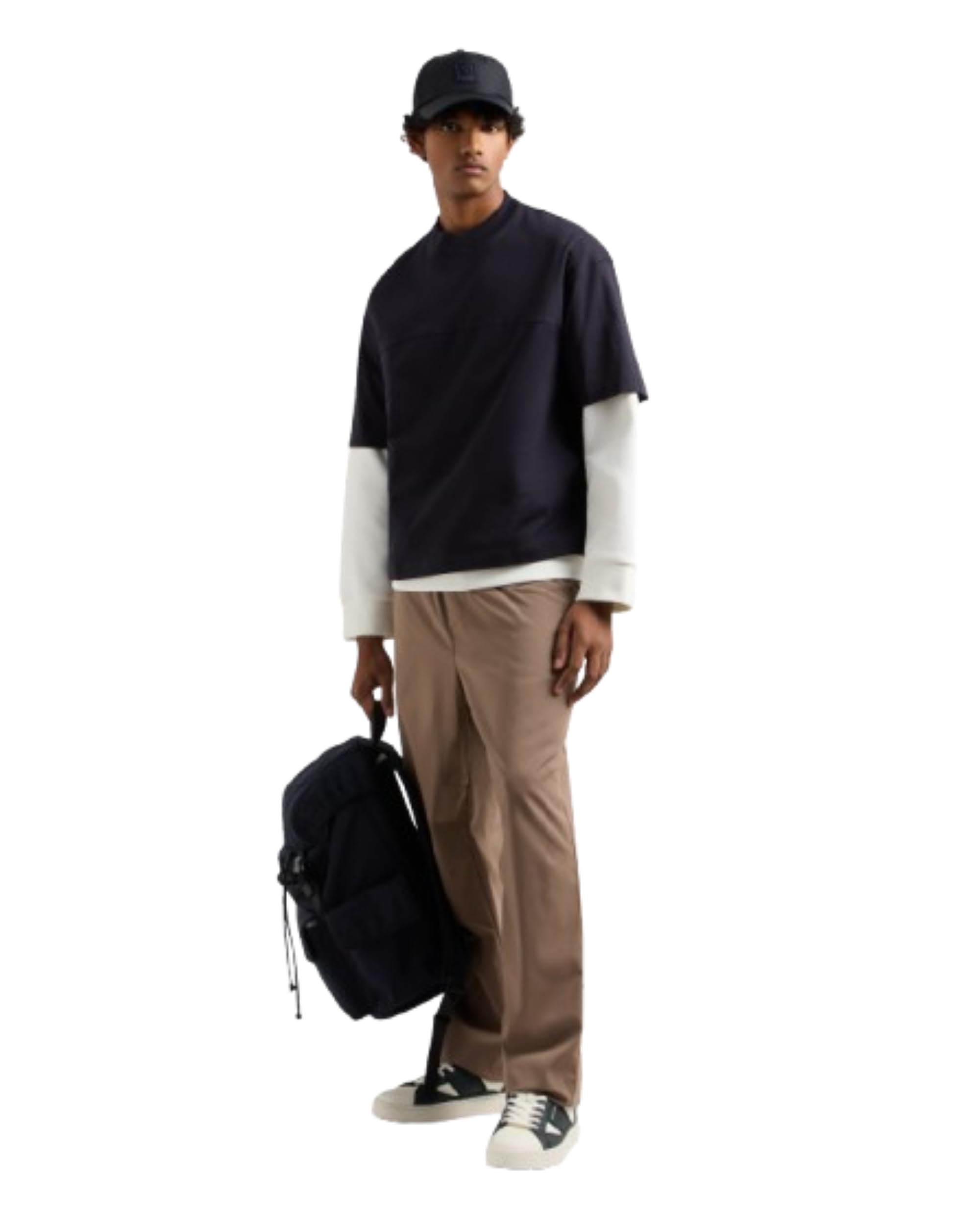 Armani Exchange Mens Plain Weave Wide Leg Trouser