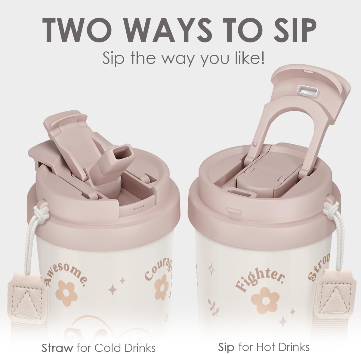 SANDJEST Inspiration Tumbler - Stainless Steel 2-in-1 Lid Coffee Tumbler 18 oz, Insulated Travel Mug Gift for Women Teen Mother, Birthday Christmas - Image 3