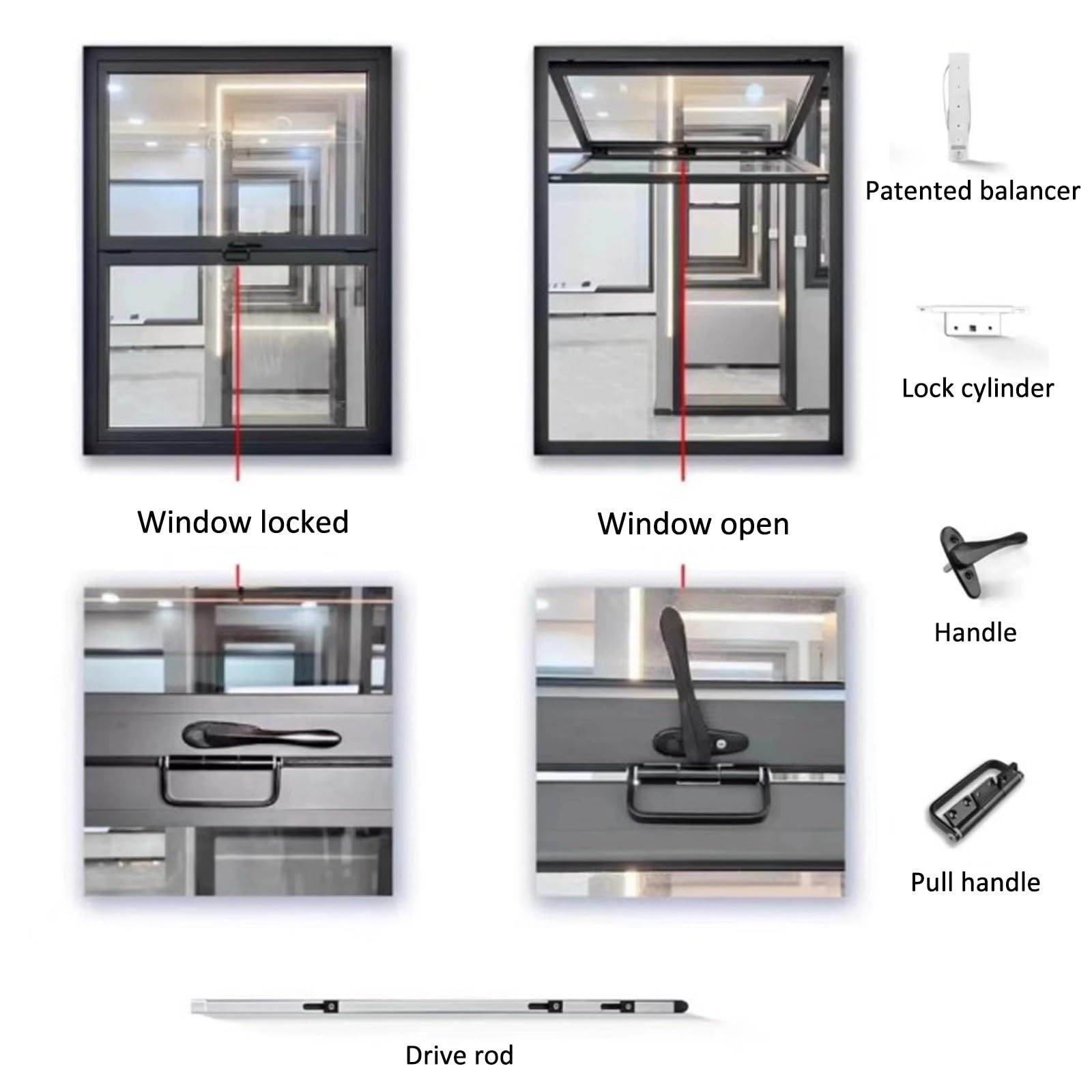 Ventana De Servicio Con Marco De Aleación De Aluminio, Ventana Empotrada De Doble Guillotina, Adecuada For Floristerías, Cafés Y Casas Móviles(White,85x100cm/33.4x39.3in)