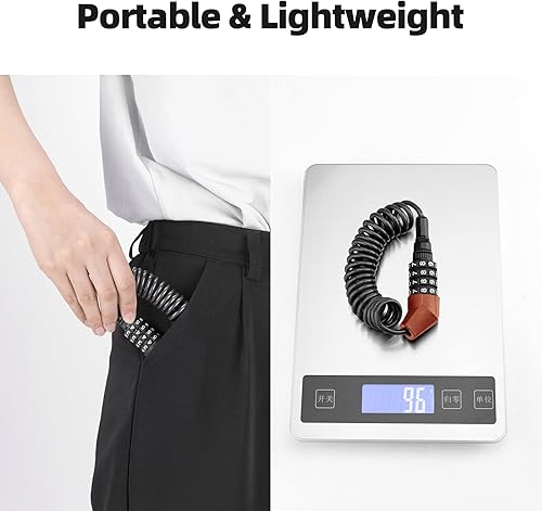 Miniatura 2 de ROCKBROS Candado para casco de motocicleta, bloqueo de cable de bicicleta, cerradura de bicicleta ligera, cerradura de bicicleta pequeña, cerradura