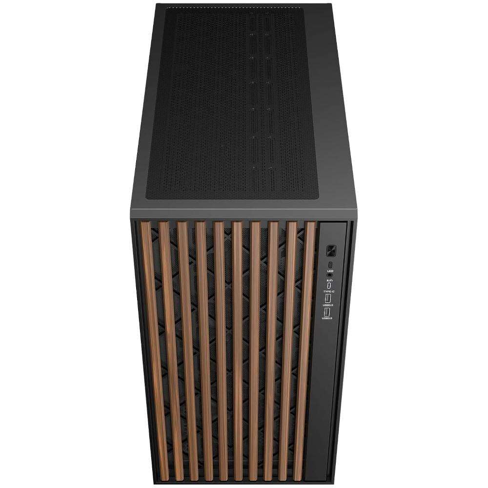 Caja PC SOBREMESA Wood Madera SLIMBOOK | ATX/Micro-ATX/ITX | Lateral Cristal Templado | USB Frontal | Negra