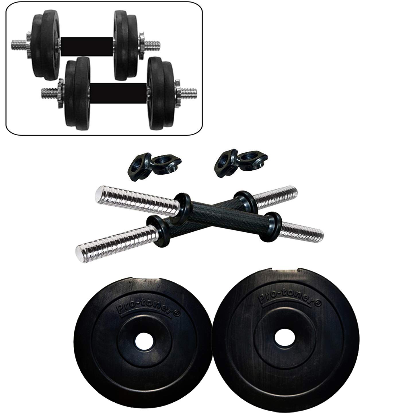 Protoner 18 Kg PVC Dumbells Sets, PVC Plates + Dumbells Rods