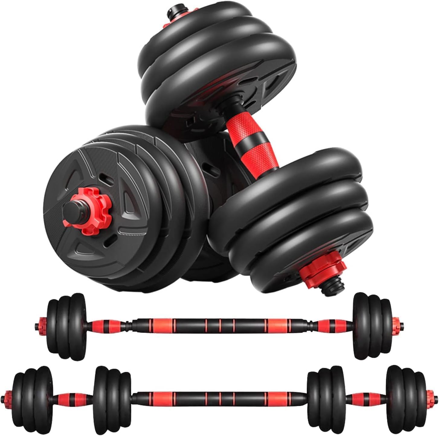 3 in 1 Adjustable Dumbbells Set Dumbbell and Barbell Set for Home Fitness Exercise Gym Workout with Extension Bar for Women Men
