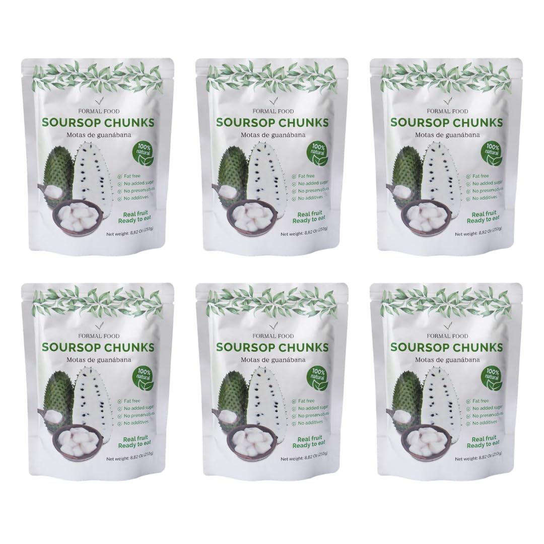 Formal Food Soursop (Guanabana) Fruit 100% Natural And Real - No Added Sugar, No Preservatives - 8,82 Oz (Soursop Pack of 6)