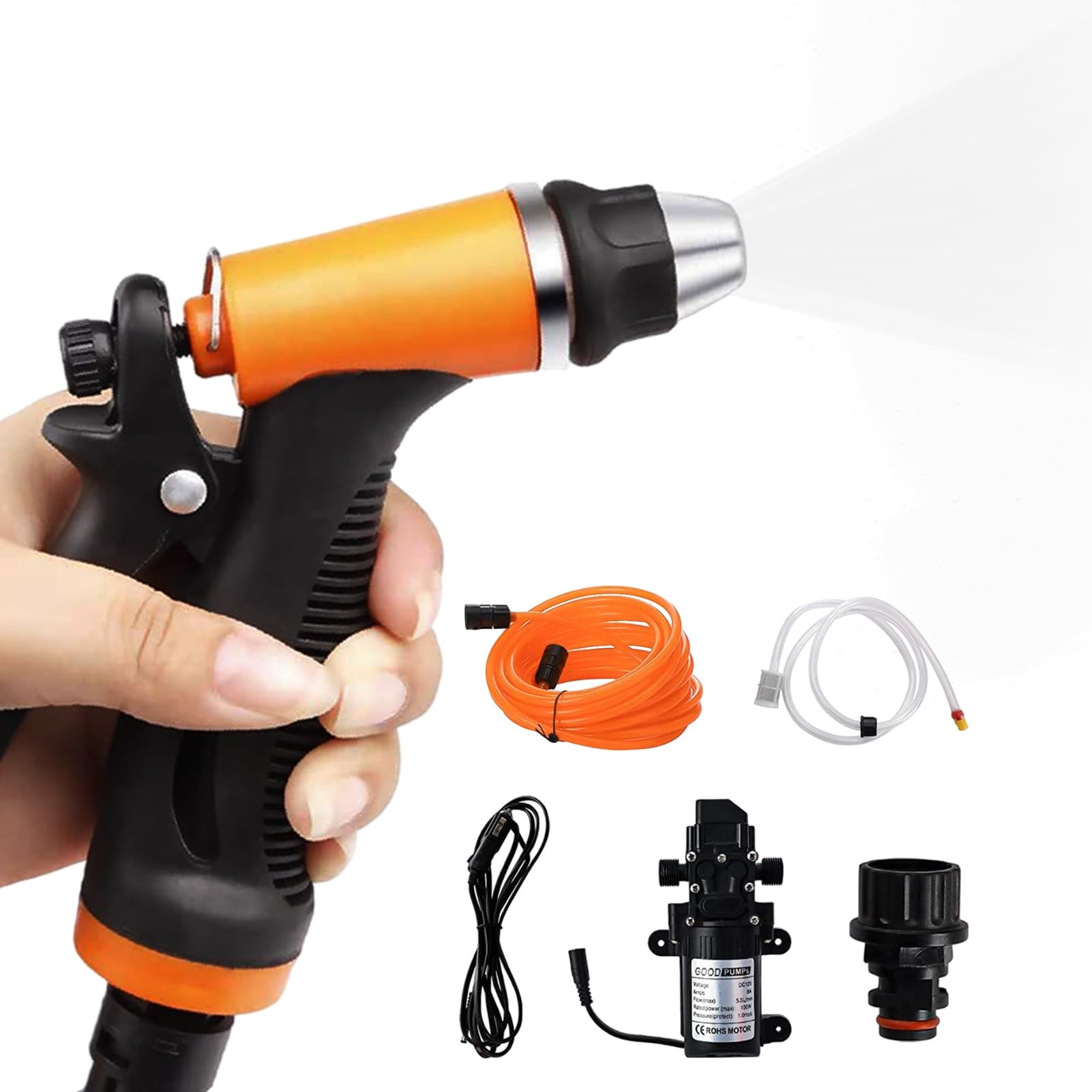 Tragbarer Hochdruckreiniger, 12 V, für Auto, 12 V – tragbare | Wassersprühgeräte 160 PSI | tragbare Wasserpumpe, elektrischer Reiniger, Sprühgerät