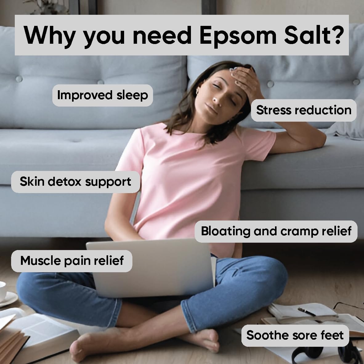 ThisNthat Korean Secrets, Radiant Skin Epsom Bath Salt – Pure Magnesium Sulfate Crystals – Muscle Relaxation, Stress Relief & Detox – Unscented Bath Soak 500gm. 4
