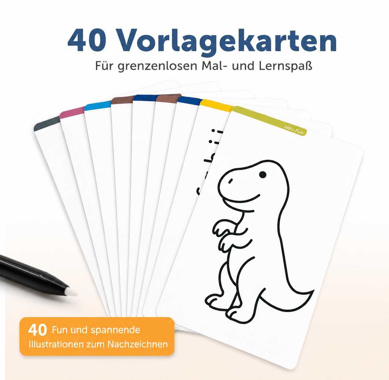 Zazu LCD Zeichentablet Kinder 8,5 Zoll mit 40 Vorlagenkarten & Stift – Maltablet mit Löschfunktion und Sperrtaste – Kreatives Lernspielzeug für Zuhause & unterwegs