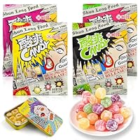 saure Bonbons,Candy Balls saure Süßigkeiten 4er Pack 20g+saures Fruchtgummi 30g,ohne Farbstoffe,sauren Süßigkeiten-Challenge mit Fruchtsaft und Vitaminen für Geburtstag,Partys,Candy-Bar &Weihnachten