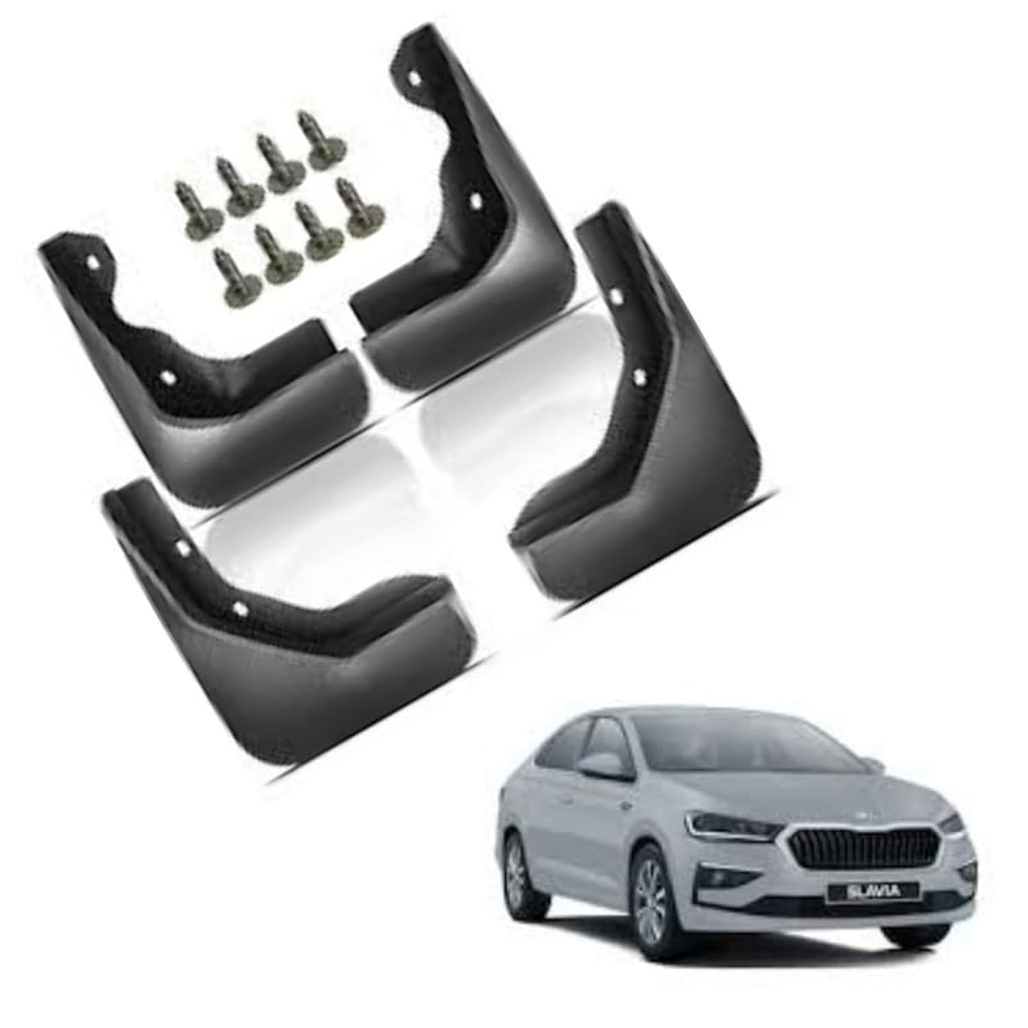 Autokaar OE Type/Box Type Car Mud Flap for Skoda Slavia, Black