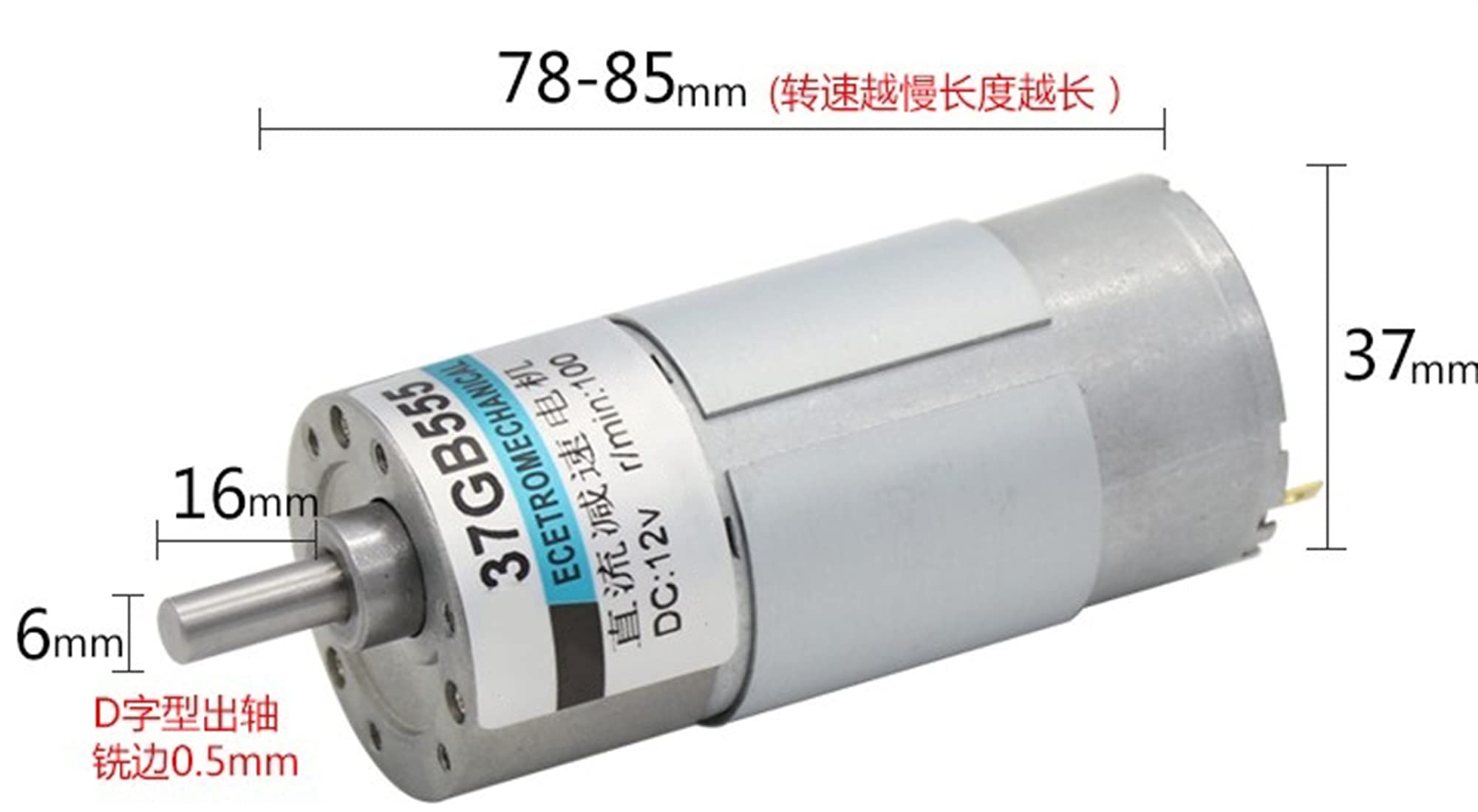 PYouo-DC silnik ze szczotką o niskiej prędkości, 1 2 V, 2 V, 24 V, XD-37GB555 DC silnik biegowy, odwracalny silnik, regulowana prędkość