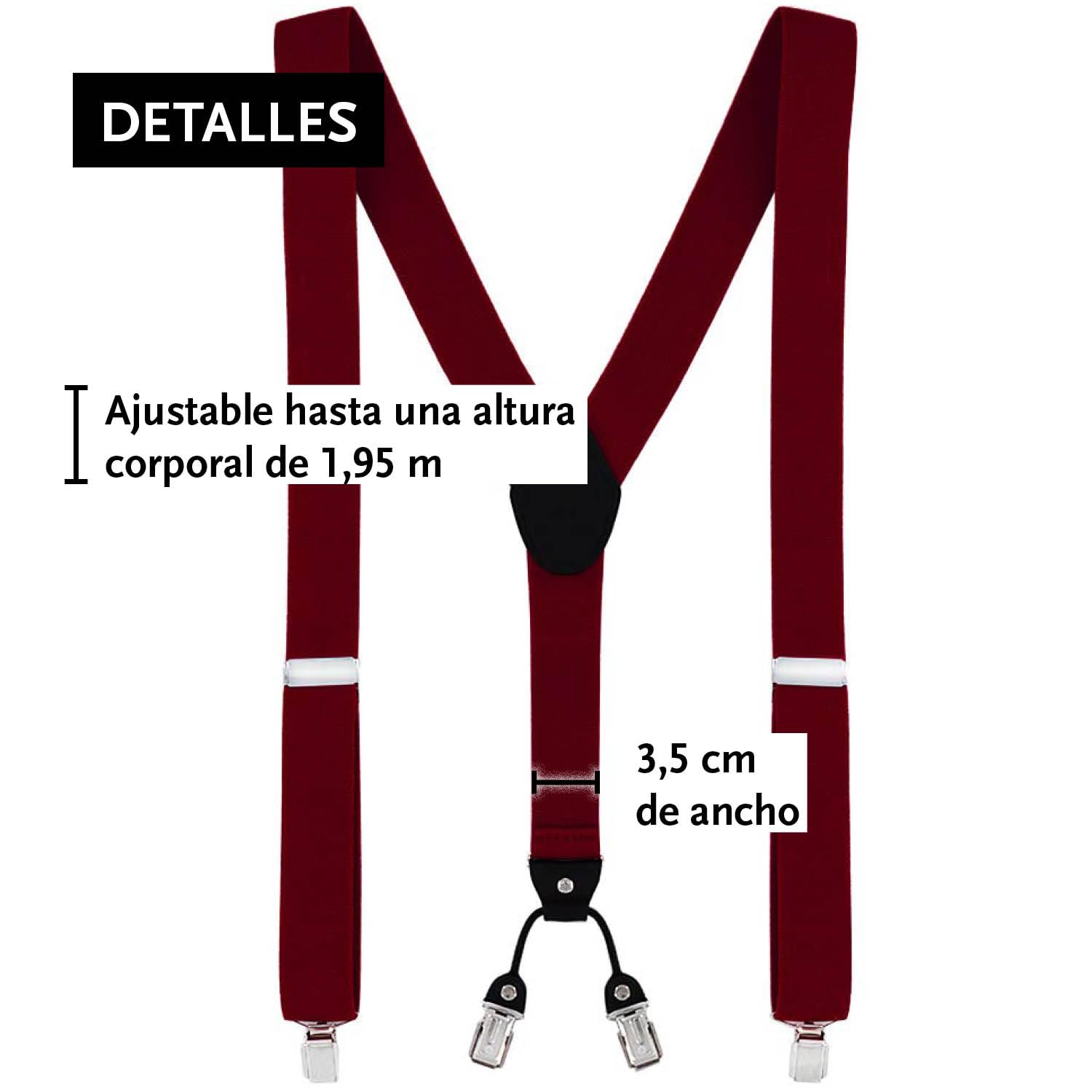 DonDon Set de tirantes y pajarita para hombre, forma de Y, ancho 3,5 cm, hecho a mano - Elegante accesorio para boda, fiesta, smoking