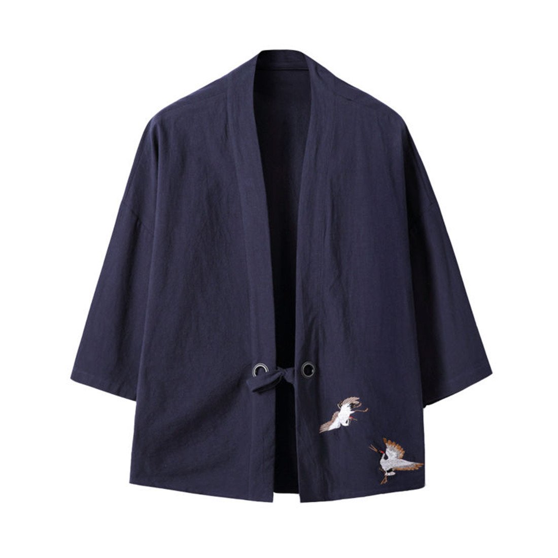 Men's Cotton Blends Linen Open Front Cardigan Kimono Jackets