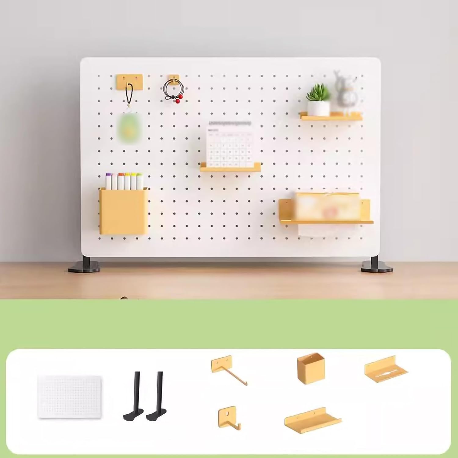 Pegboard Wall Storage Shelf,Standing Pegboard Rack Pegboard Accessories Organizer Tool for Desktop Craft Room Home Garage Nursery Workbench Kitchen (Color : White, Size : 60x40cm/23.6inx15.7