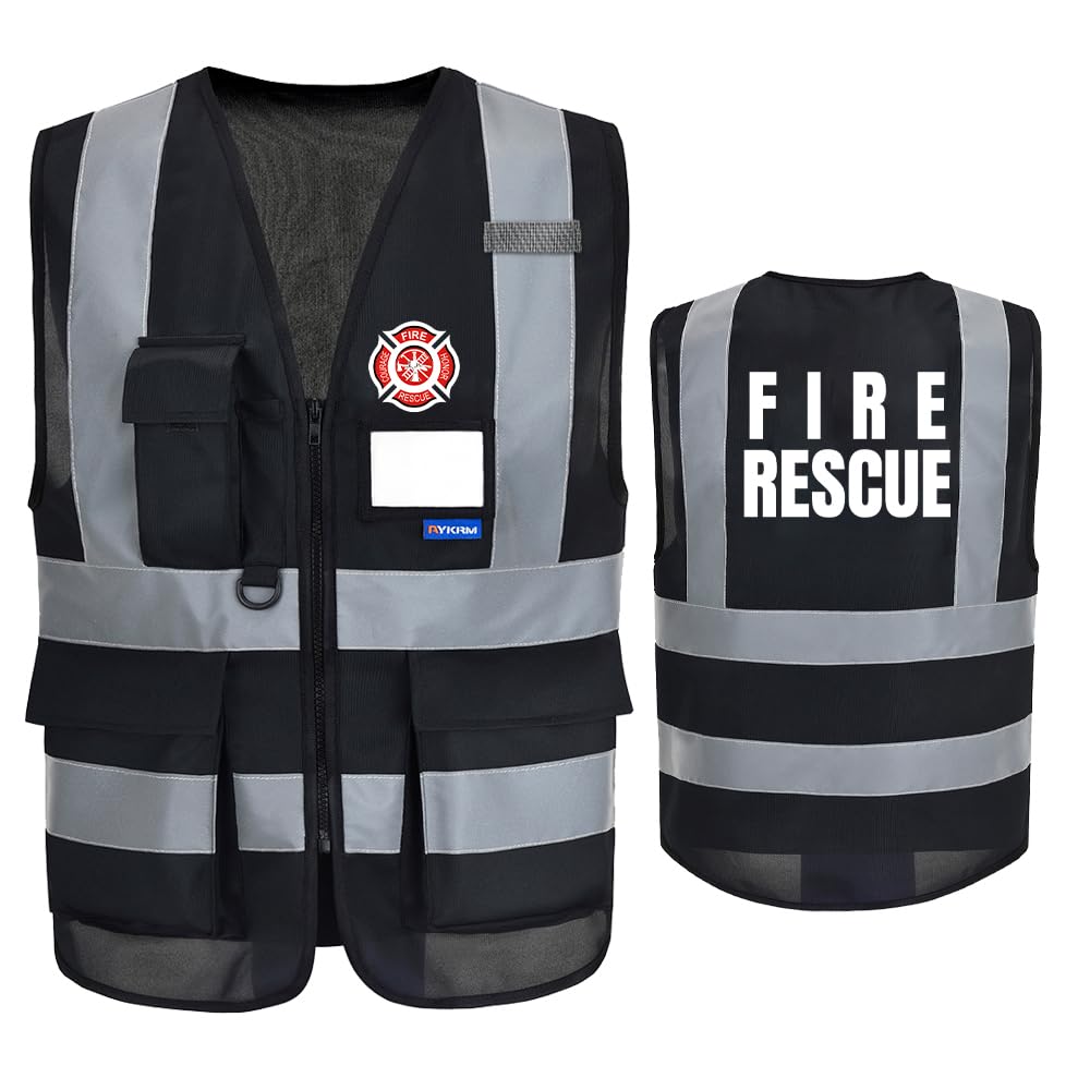 Reflective Security Safety Vests Heavy Duty with 7 Pockets and Front Zipper