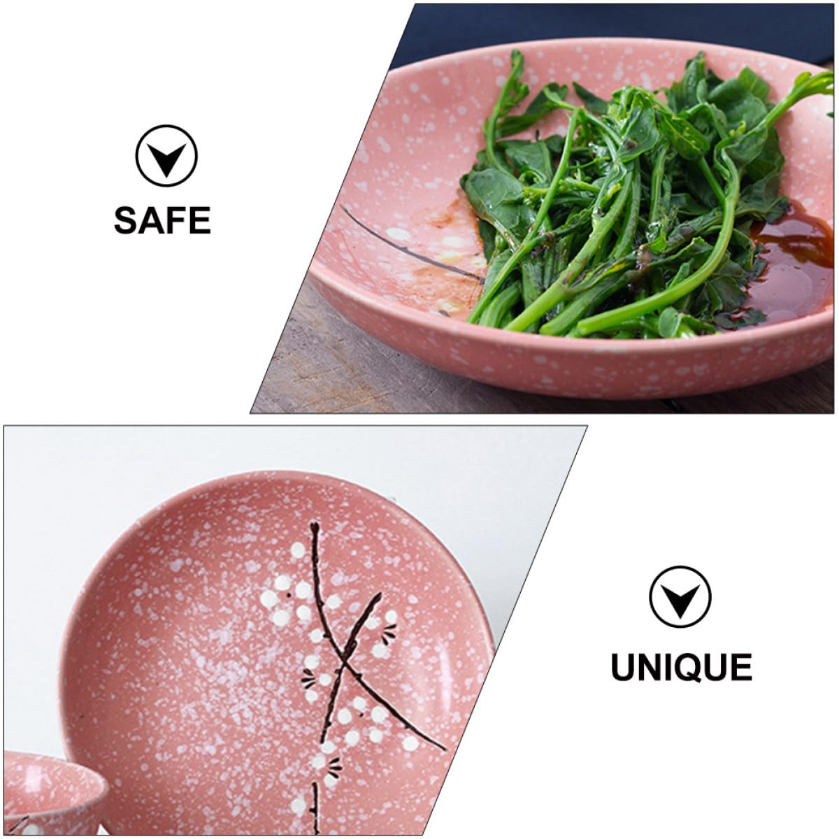NOLITOY Set di Stoviglie in Ceramica Giapponese Rosa 12 Pezzi per Casa e Feste Ciotole, Piatti, Tazze, Bacchette e Cucchiai per Uso Quotidiano