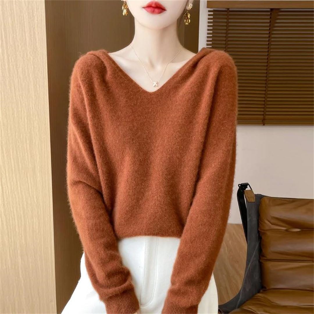 Damski piękny kardigan niewolnik kaszmirowy sweter luźna bluza z kapturem zima wygodny top