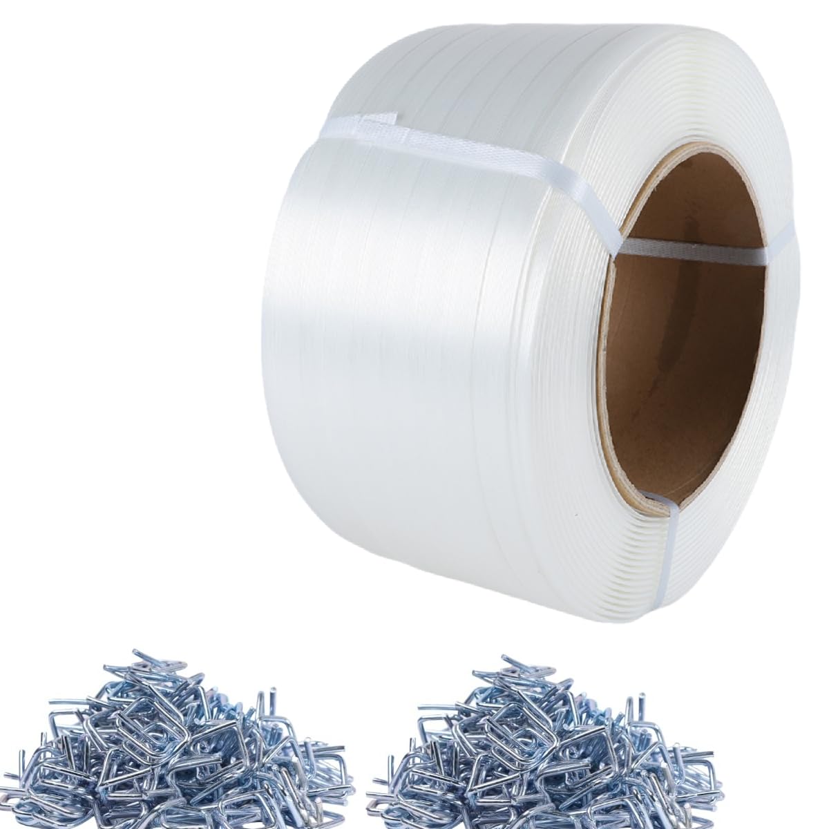 Composite Cord Strapping Roll 1-1/4" x 820 ft, 3300 lb Break Strength, Heavy Duty Packaging Strapping with 8" x 8" Core, Weatherproof Rust-Free Strapping for Pallets, Lumber, Metal & Glass