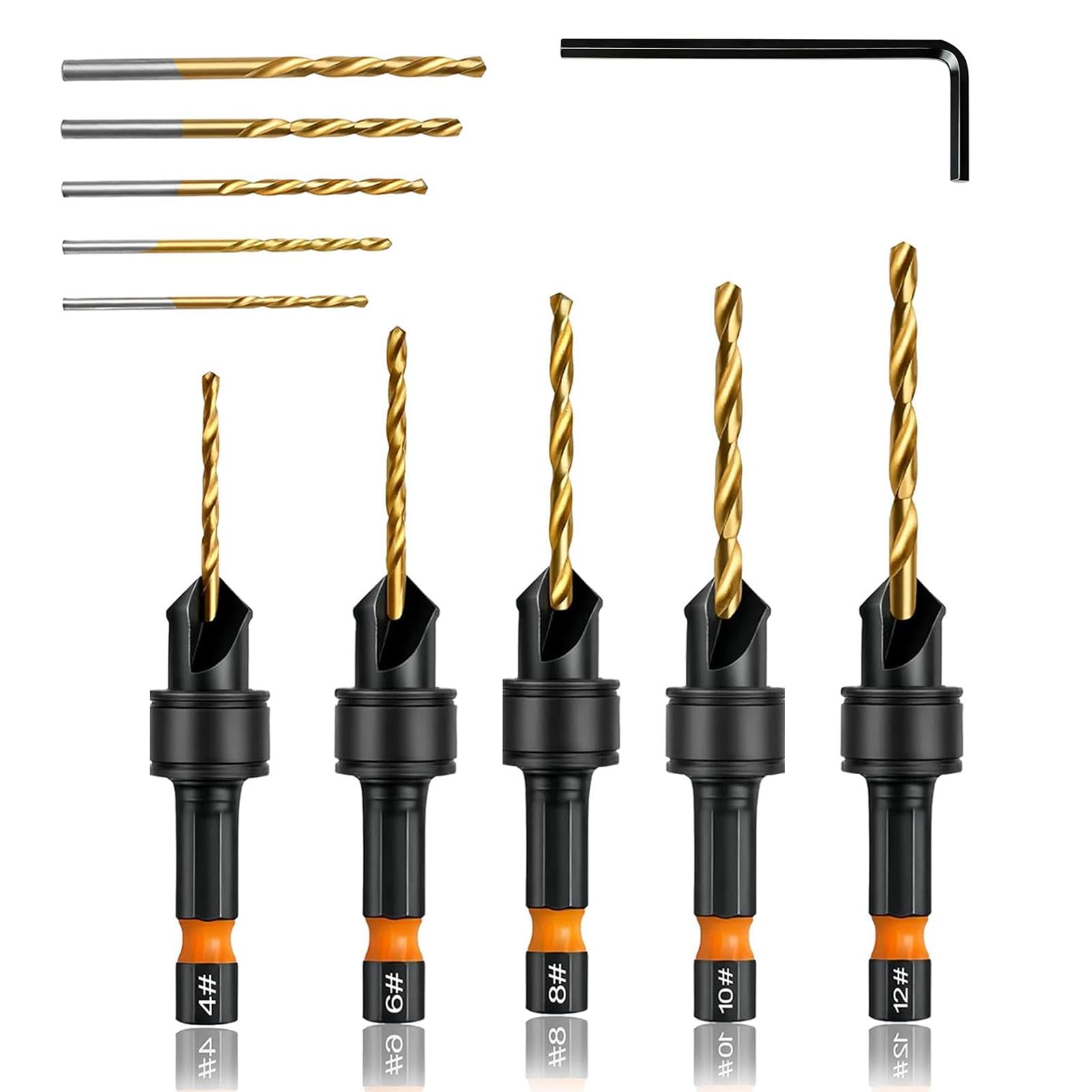 11 Pcs Countersink Drill Bit Set, Counter Sink Drill Bits for Wood, Bit Holder for Wood, Plastics, and Composite Panels