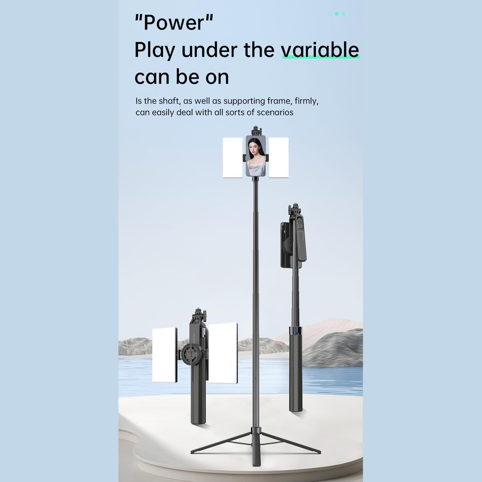 Bastone selfie estensibile telecomando selfie stick allungabile con telecomando asta telescopica con magnetico treppiede 1,7 m 2 luci LED per telefono vlog