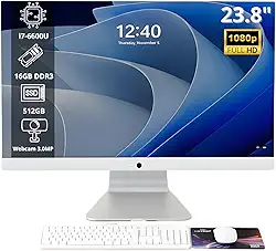 Computador All in One 23.8" Full HD Intel Core i7-6600U, SSD M.2 512GB, 16GB RAM, Wi-Fi Dual Band, Saídas HDMI/VGA, Alto-Falantes e Webcam Integrados com Teclado e Mouse