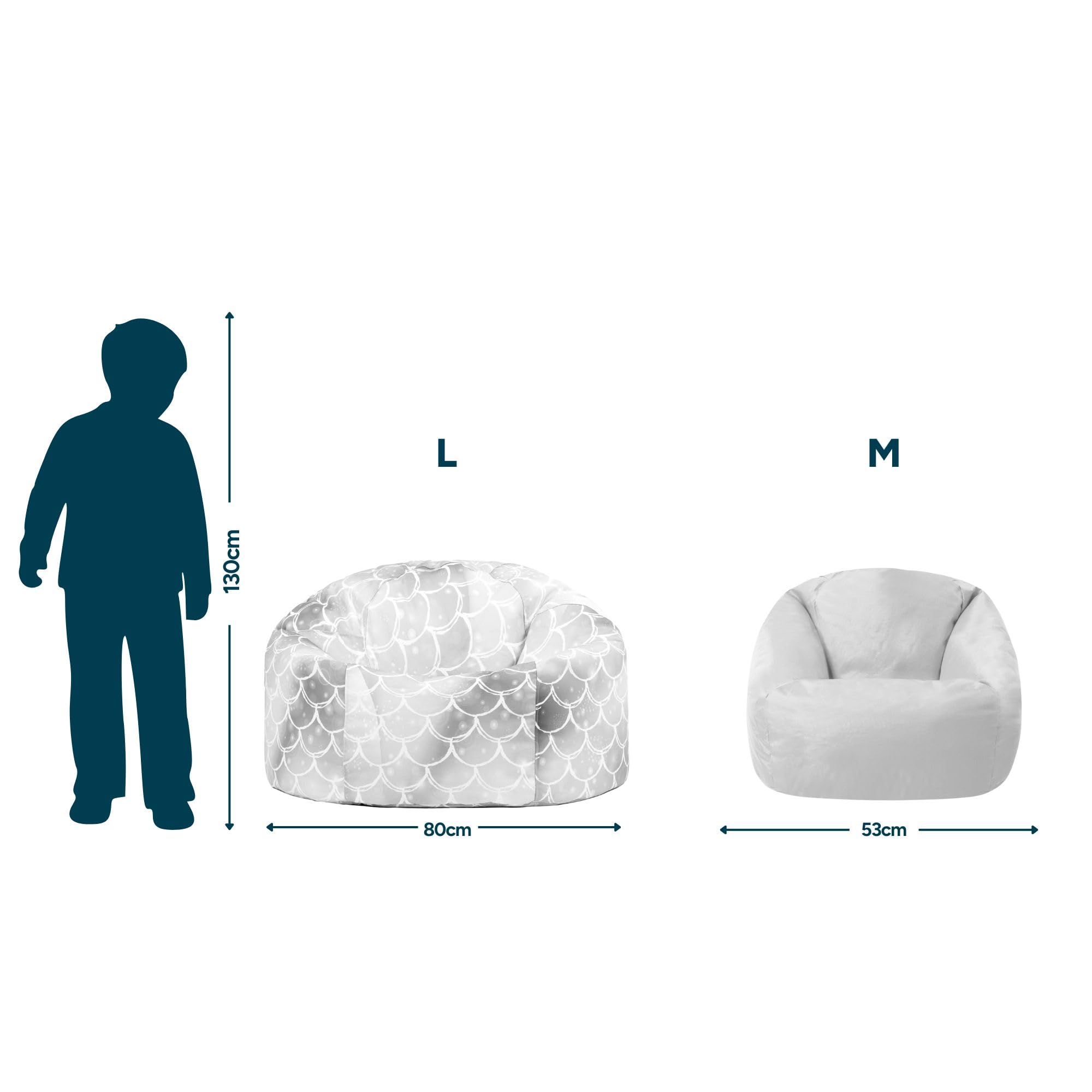 Icon Meerjungfrau Sitzsack Kinder, Webstoff, Sitzsack mit Füllung, Bequemer Kinder Sessel, Kuschelsessel, Lese Sessel, Schlafzimmer, Kinderzimmer, Wohnzimmer
