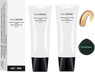 CC Cream Ski Skin Tone Adjusting CC Cream SPF 50, Cosmetics CC Cream, Colour Correcting Self Adjusting for Mature Skin, All-In-One Face Sunscreen and Foundation, Natural Color-1.01 oz (2PCS)