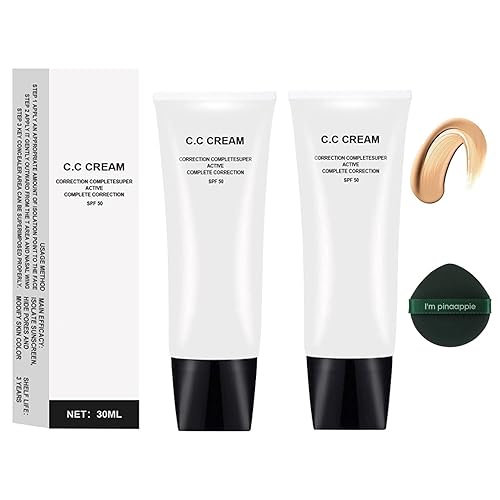XIGUA EELHOE - Crema CC con ajuste de tono de piel SPF 50, crema CC cosmética, corrector de color autoajustable para piel madura, protector solar