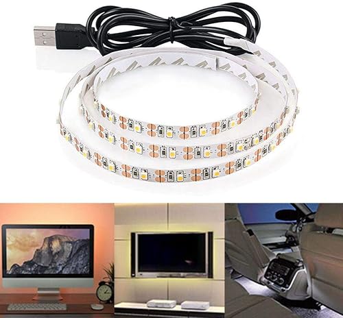 Miniatura 4 de SONGBIRDTH Luces LED - 0.5123416.4 ft DC 5V USB 3528 SMD LED tira de luz armario TV fondo decoración blanco frío 0.5M