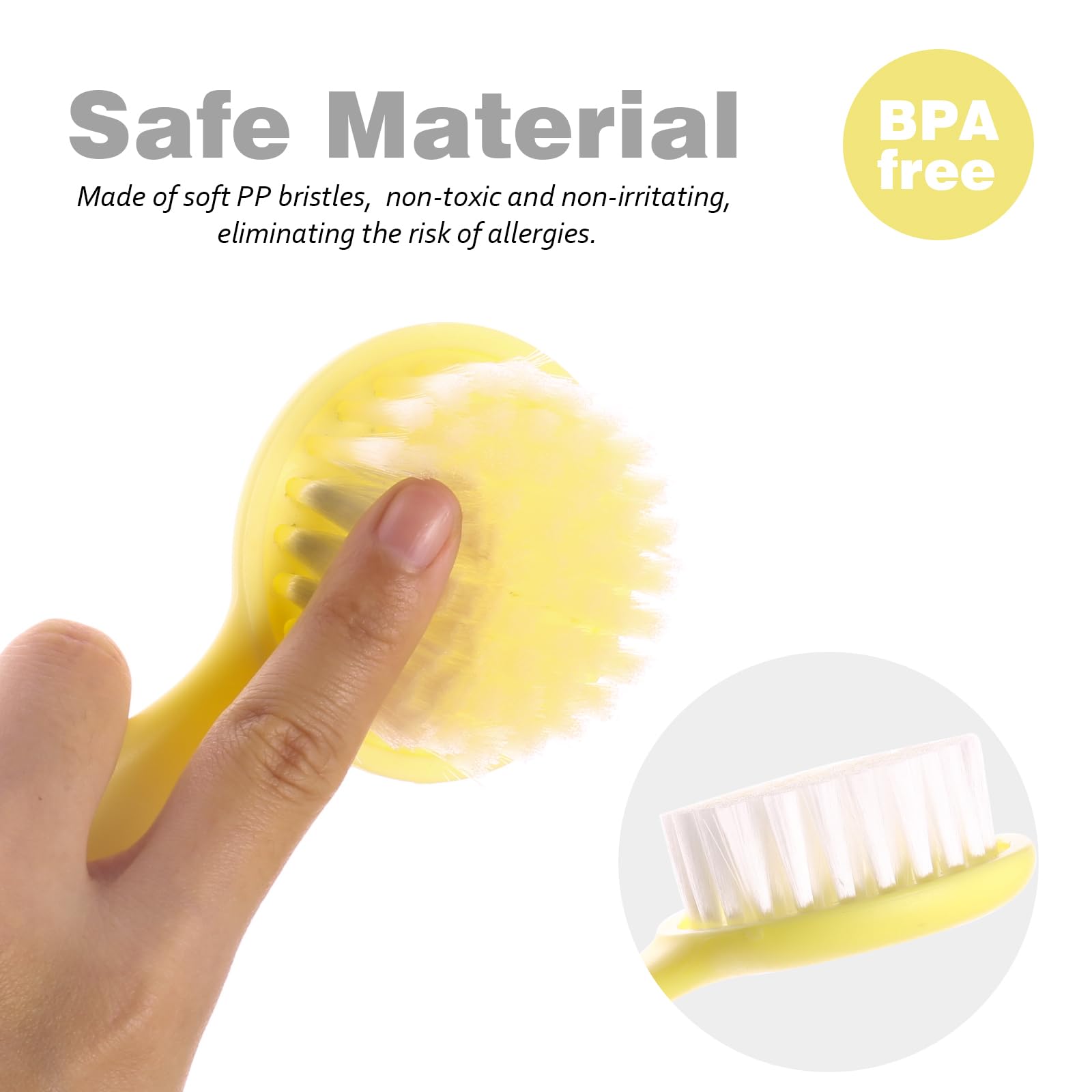 Baby-Haarkamm-Set, weiche Baby-Haarbürste, Babykamm, Haarkamm-Set, Neugeborene, Baby-Haarbürste und Kamm-Set, Babypflege, Haarbürste für Mädchen und Jungen, Baby-Haarbürsten-Set für Neugeborene, Gelb
